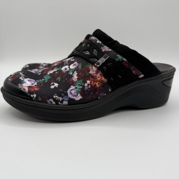 BZees Dolce Back Floral Mules Wedge Clogs Sz 7.5 W Wide Comfort Slip On Shoes - Picture 6 of 15